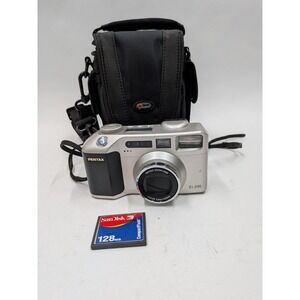 Pentax EI-200 Digital Camera Silver HP Imaging Tech with 128MB CF Card & Case